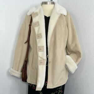 Penny Lane Faux Suede Afghan Coat Cream Plus Size 2X